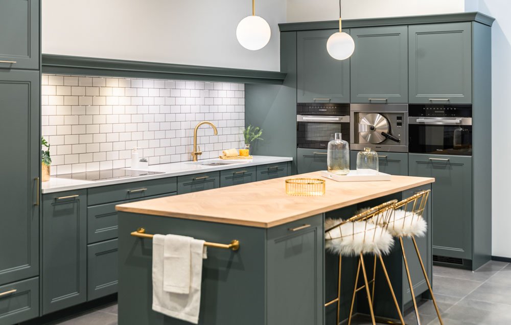 Groene keuken met Scandinavische look en feel