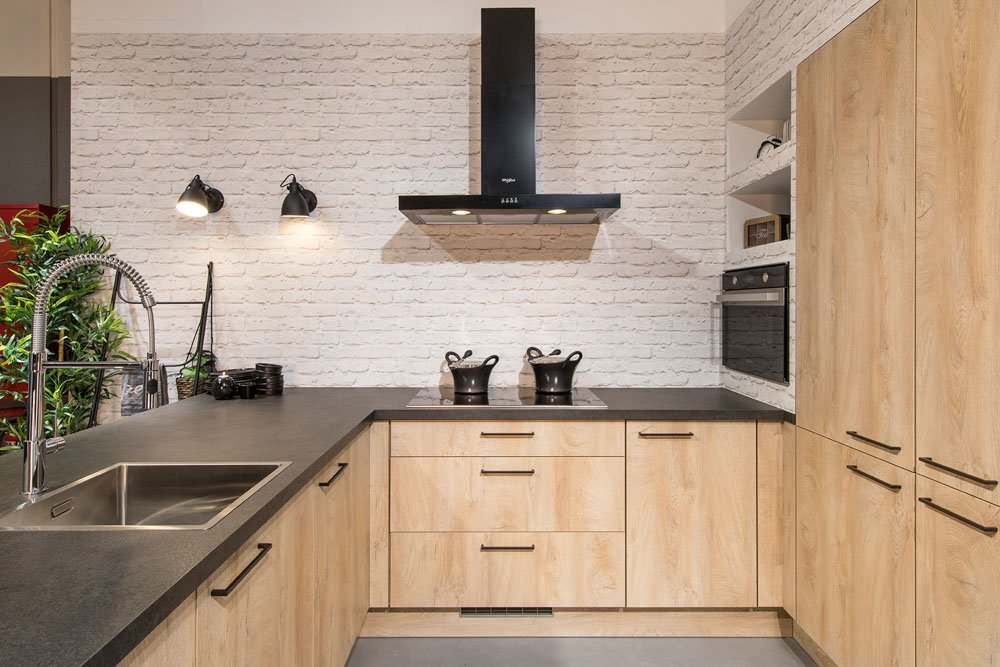 U-keuken in hout