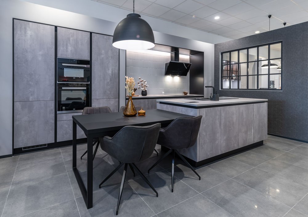 donkere betonlook keuken
